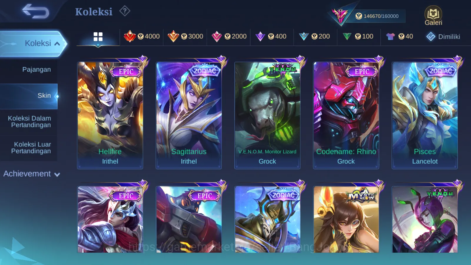 Mobile Legends: Bang Bang Accounts Others Hero 129 | Skin 404 | NARUTO Hayabusa, Legend Lunox, Kishin Densetsu Lancelot, CC 15