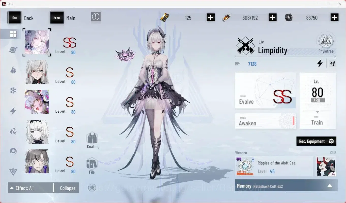 Punishing: Gray Raven Accounts Starter ASIA |Lv69|Ready Gatcha|[SS Liv L,S Lucia CW,S Lilith D]+Sign, Etc|BC 125|YC 4