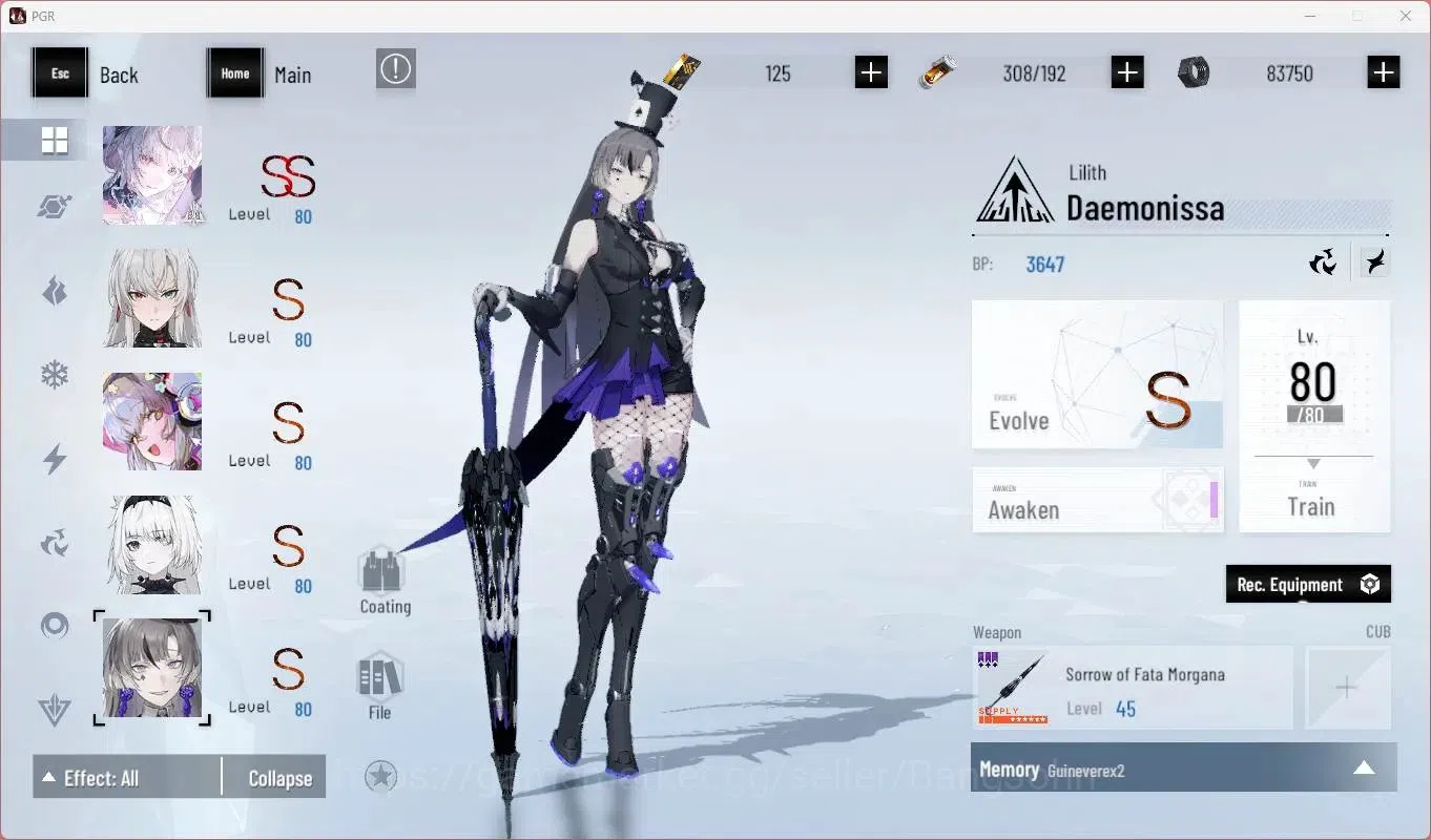 Punishing: Gray Raven Accounts Starter ASIA |Lv69|Ready Gatcha|[SS Liv L,S Lucia CW,S Lilith D]+Sign, Etc|BC 125|YC 8