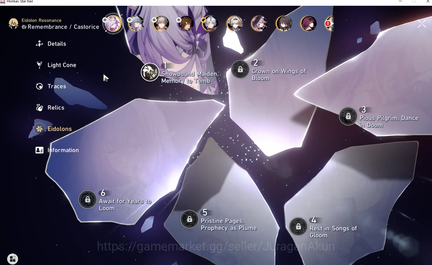 Honkai Star Rail Accounts Mid Game ASIA [TL70] 8 Limited (Castorice E1+Sign S2,The Herta+Sign,Ruan Mei 9
