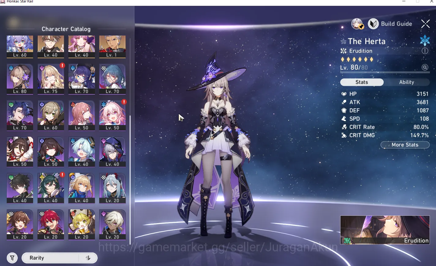 Honkai Star Rail Accounts Mid Game ASIA [TL70] 8 Limited (Castorice E1+Sign S2,The Herta+Sign,Ruan Mei 4