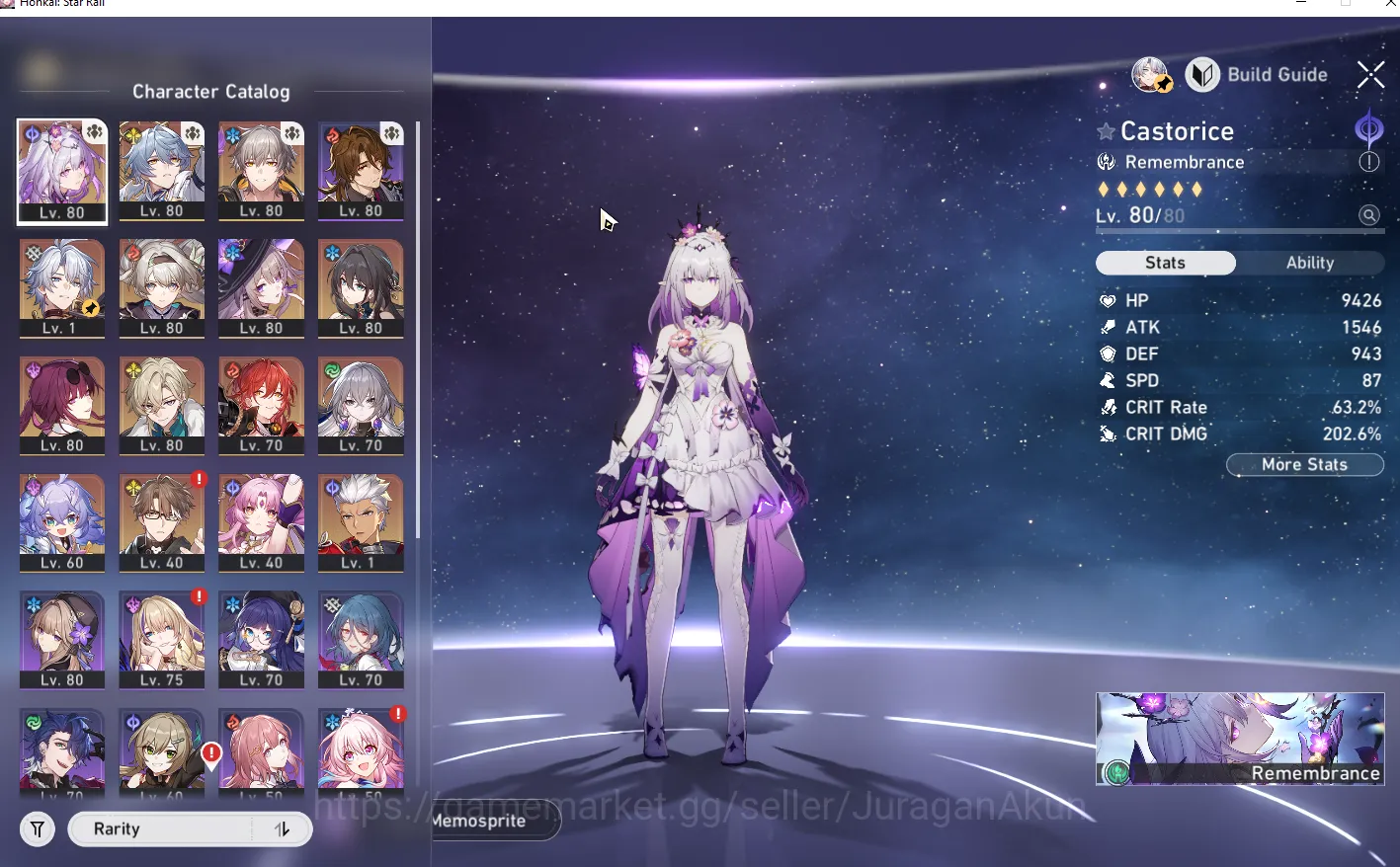 Honkai Star Rail Accounts Mid Game ASIA [TL70] 8 Limited (Castorice E1+Sign S2,The Herta+Sign,Ruan Mei 5