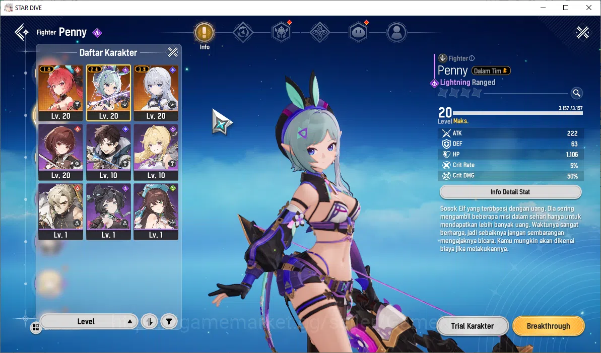 Mongil:Star Dive Accounts Global |Starter Lv 14| Meta 3 SSR (Flare, Penny, O image 2