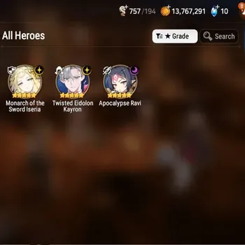 Epic Seven Accounts Starter Global|Unverif|Starter|3ML(Monarch Iseria,T. Kayron,A.Ravi)|PoH+Bless ON|7*5RGB|Theater