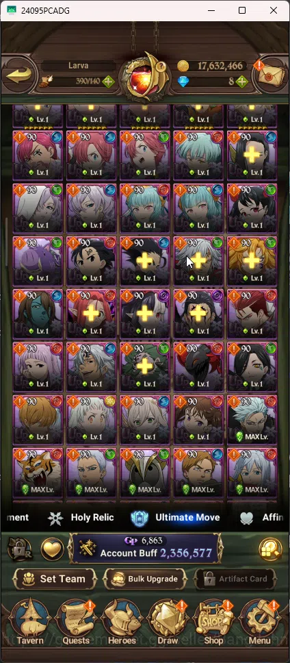 The Seven Deadly Sins: Grand Cross Accounts Others ASIA | 2,3M CC | 1 Lr Brunhild | 6 UR Merlin&Esca 3/6 ODK Lancelot Thor 4