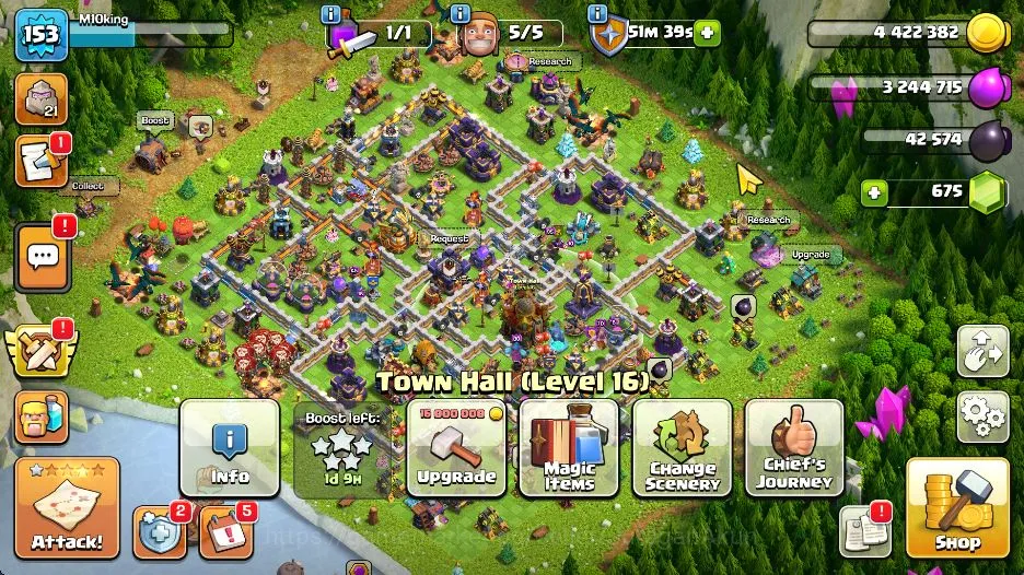 Clash of Clans Mid-Tier TH 16 - BH 10|LV 153|HH 9|BK 54,AQ 62,GW 38,MP 44, image 1