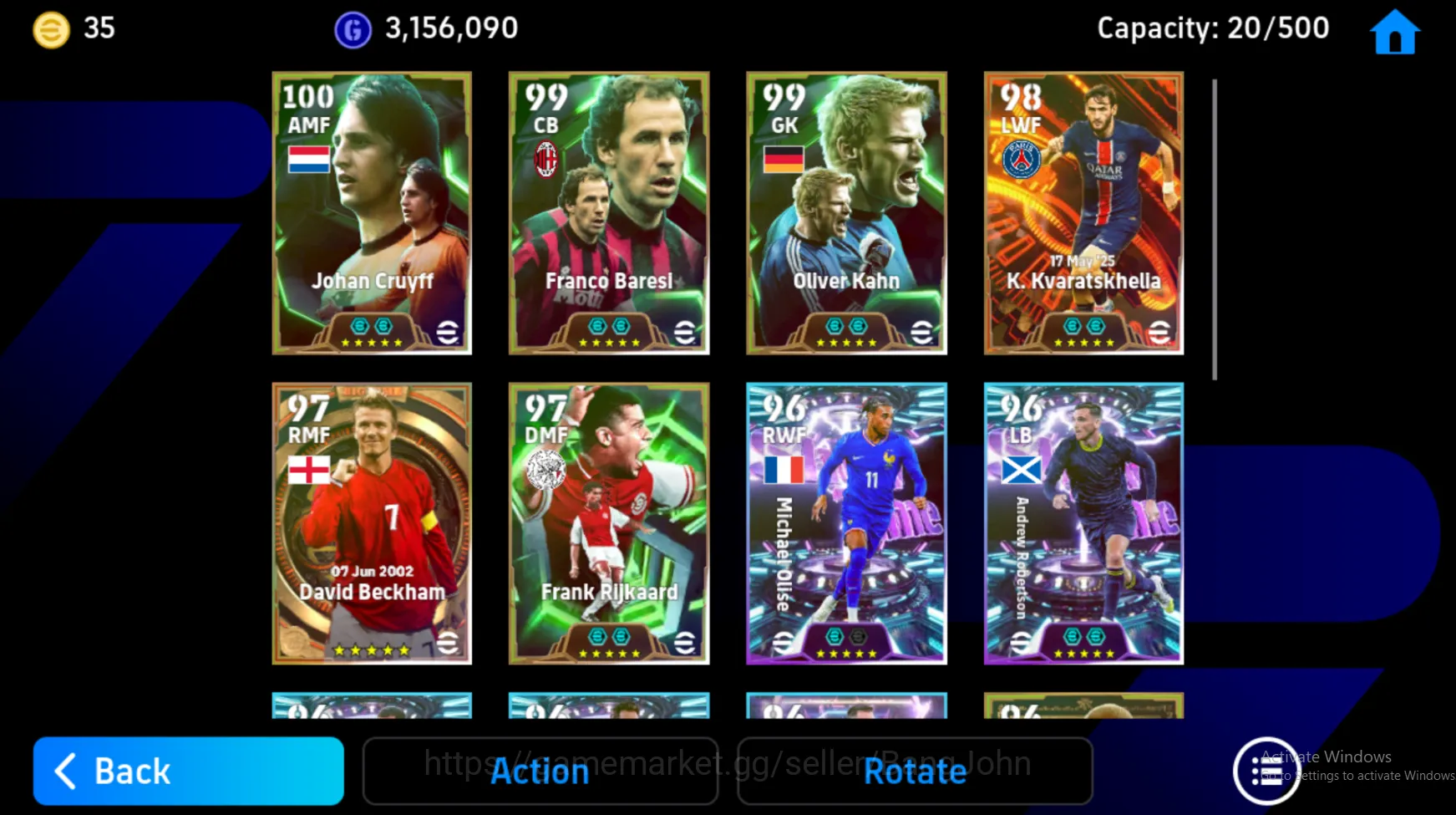 eFootball Accounts Others Power 3170 | Cruyff Epic | Kvaratskhelia bigtime | diouf epic | EFB163B 2