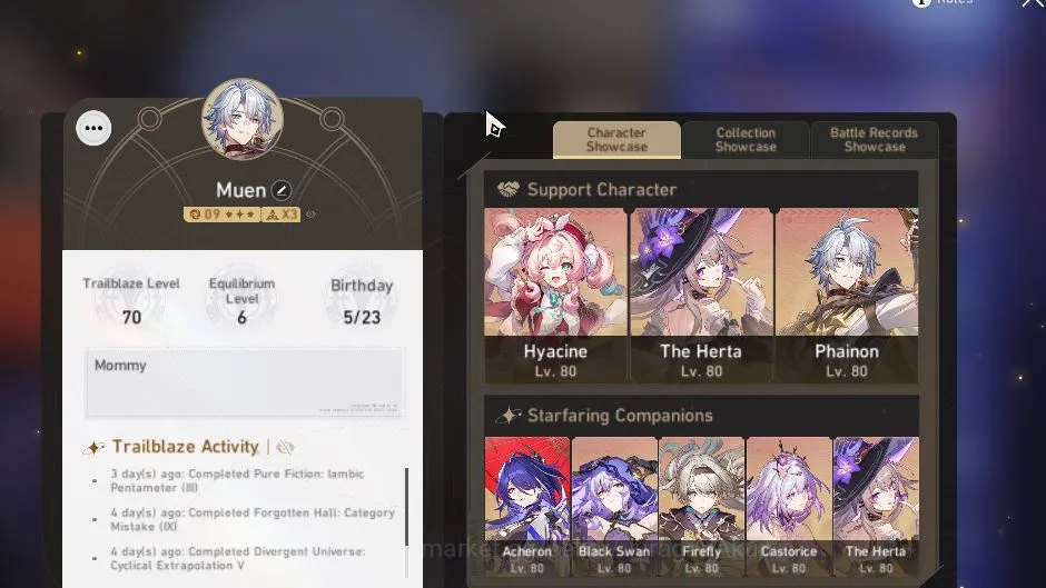 Honkai Star Rail End Game ASIA |TL 70|16 Limit|[The Herta,FireFly,Acheron,Fu image 1