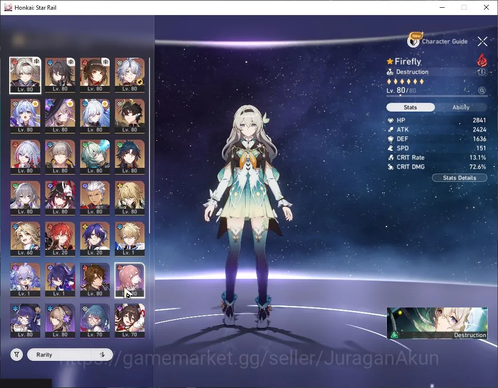 Honkai Star Rail Accounts End Game ASIA|TL 70|14 Limited|[Firefly E1,Jingliu,The Herta,Sparkle]+Sign,Phainon 2