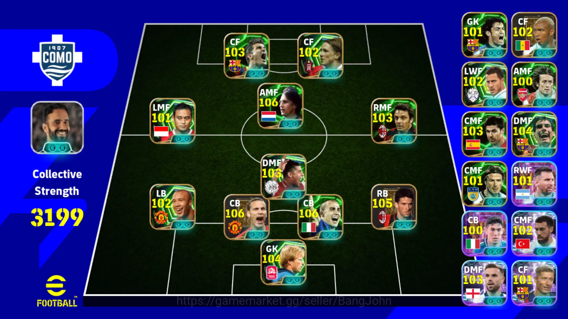 EFB313B Power 3199 | David Villa Epic DB | Johan Cruyff Epic DB | Rio Ferdiand Epic | Christian Panucci Epic | Pep Guardiola Epic DB eFootball Others EFB313B Power 3199 | David Villa Epic DB | Johan image 1