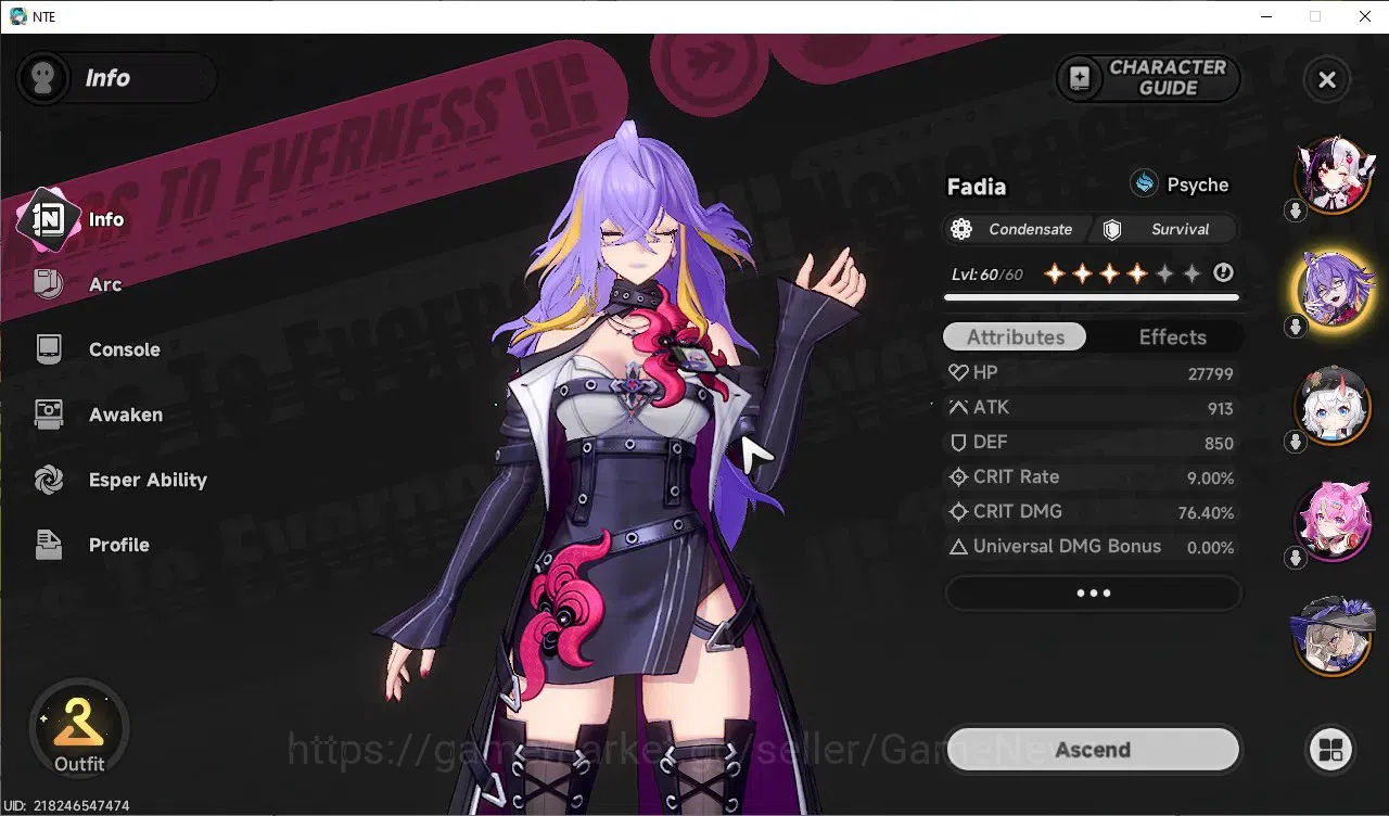 Neverness to Everness Accounts GLOBAL SEA|HL44|TL31|8 SSR LacrimosaA3,Hotori,Fadi image 5
