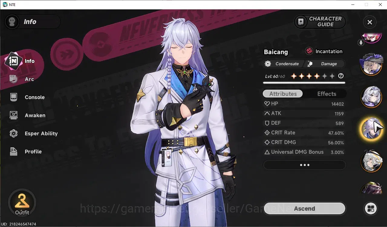 Neverness to Everness Accounts GLOBAL SEA|HL44|TL31|8 SSR LacrimosaA3,Hotori,Fadi image 8