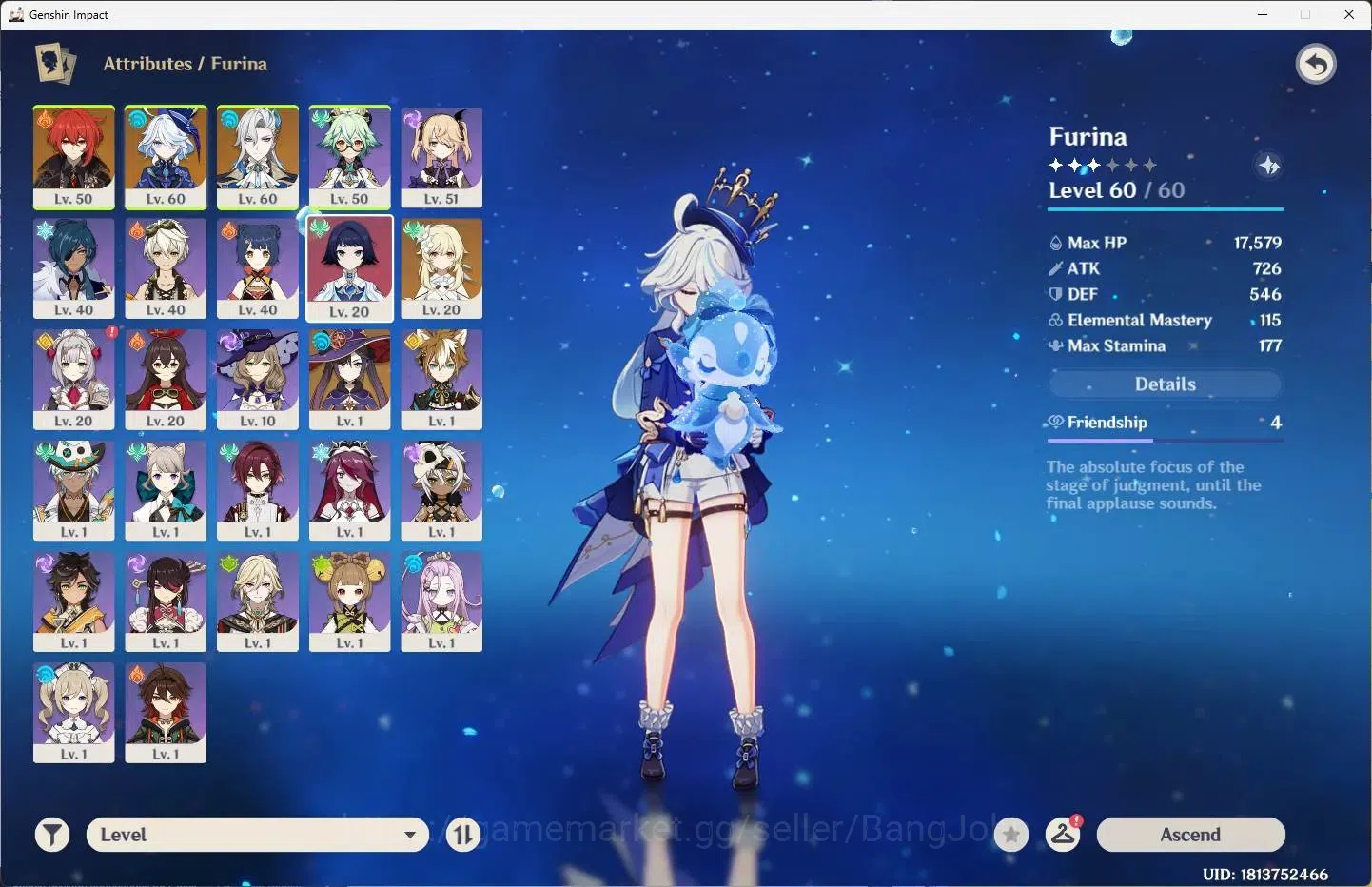 Genshin Impact Accounts ASIA |AR 34|2 Limit|Furina,Neuvillette+2 Charstd|M image 2