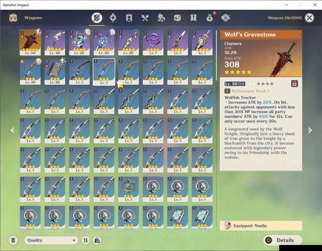Genshin Impact Accounts ASIA |All Unset |AR 32|2 Limited +1(*5Weapon)|Nico image 3
