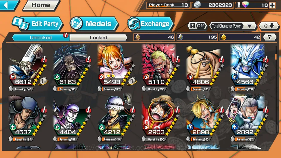 One Piece Bounty Rush Accounts Mid-Tier Global|5 META EX[Kuzan,SakaZuki,Shanks,FR Shanks,ETC]Rank 13|Log Bandai|Check 5