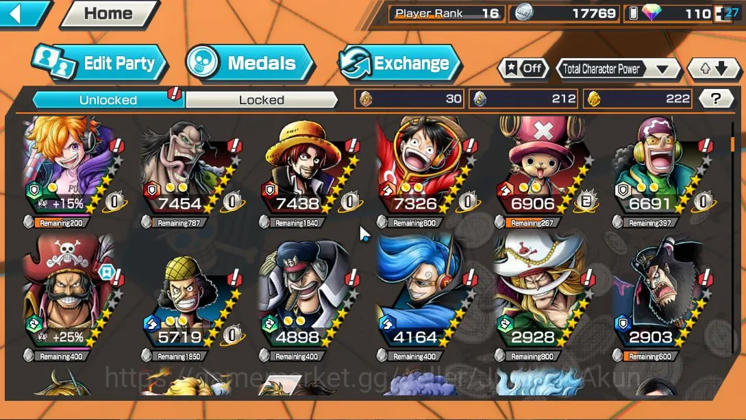 One Piece Bounty Rush Accounts Mid-Tier Global| 4META EX|Onigashima Roronoa Zoro,Fleet Admiral sakazuki,Onigasima 2