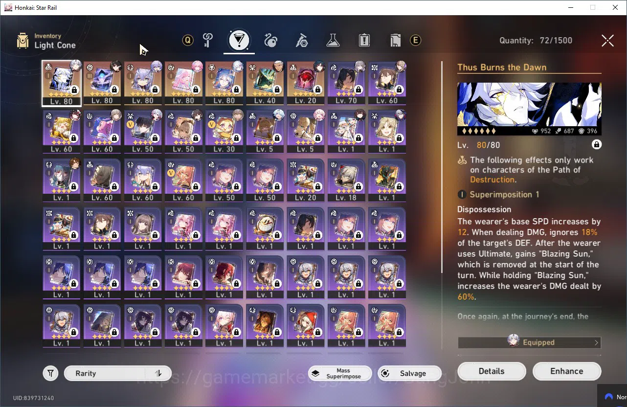 Honkai Star Rail Accounts ASIA | TL 70 | 8 Limit | 210 Golden TicketHSR107B image 4