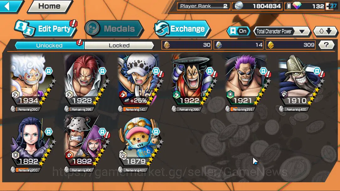 One Piece Bounty Rush Accounts Global |EX 5| TFE D.Luffy,Divine Depature Shanks,F image 8