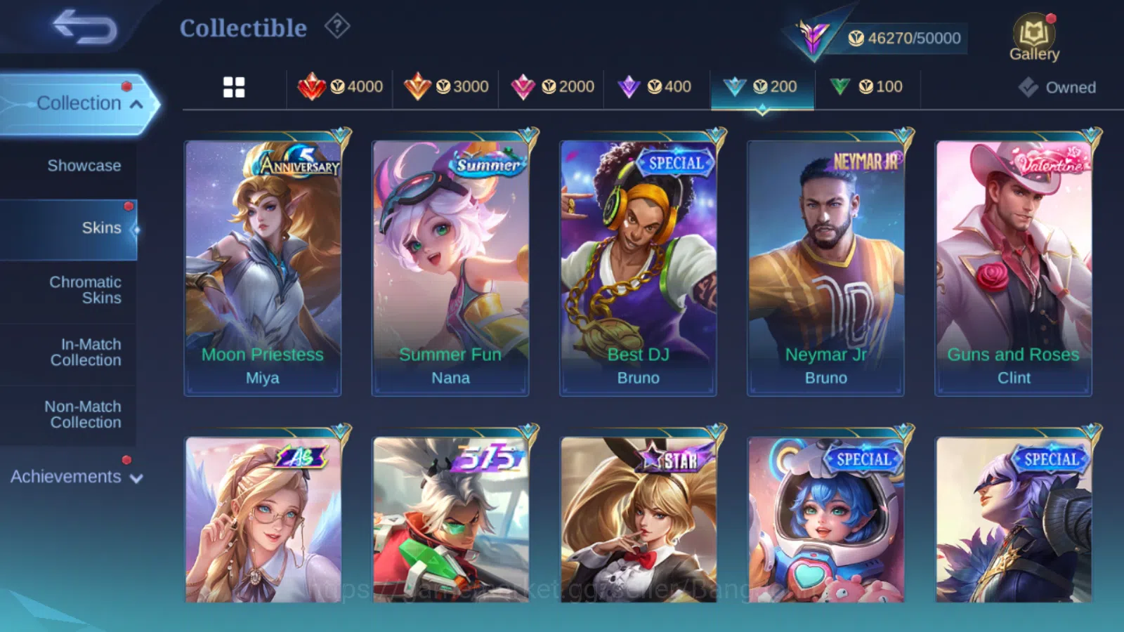 Mobile Legends: Bang Bang Accounts Others Hero 127 | skin 207 | kof karina | prime beatrix | lightborn tigreal | m3 roger 10
