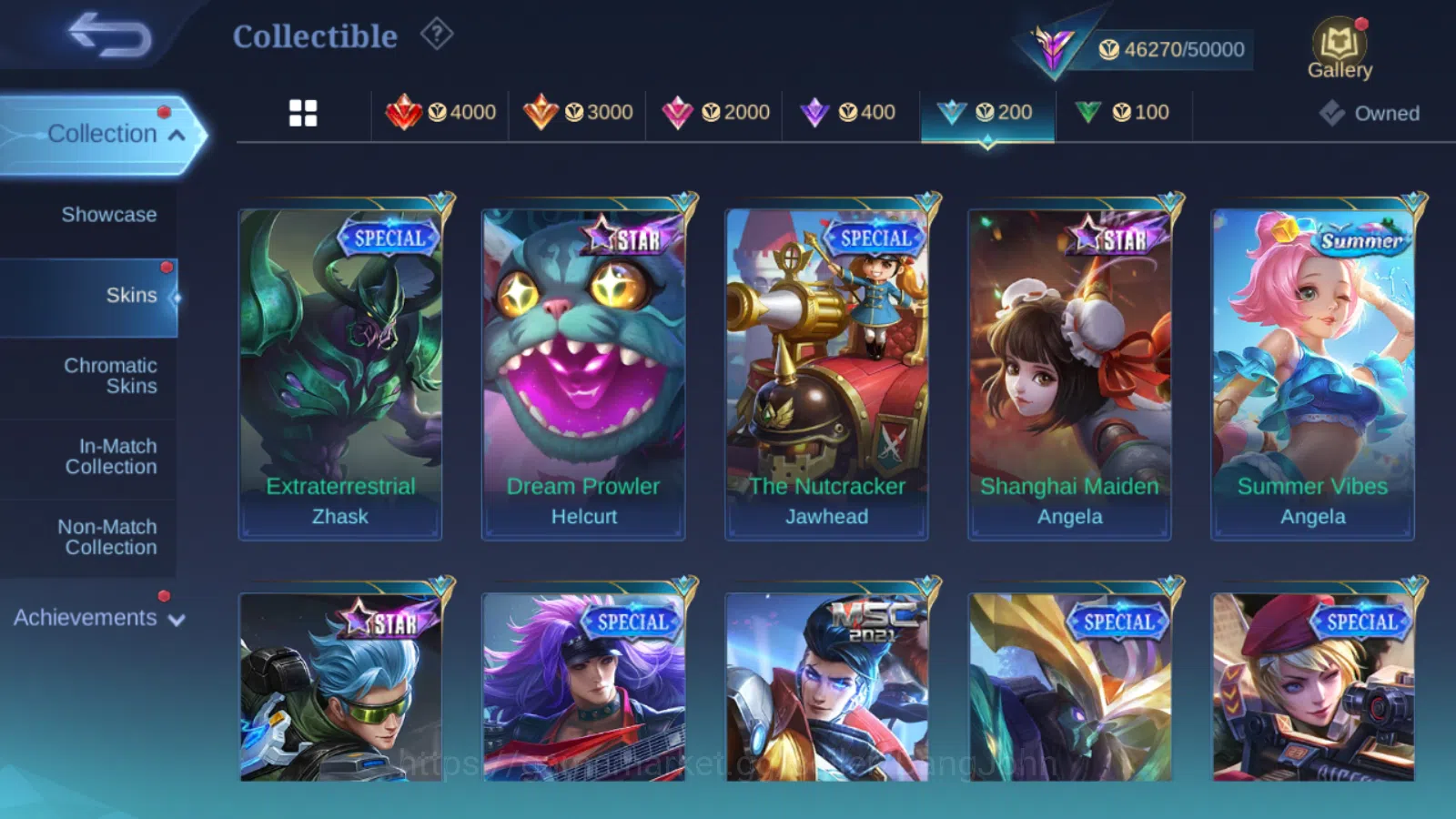 Mobile Legends: Bang Bang Accounts Others Hero 127 | skin 207 | kof karina | prime beatrix | lightborn tigreal | m3 roger 12