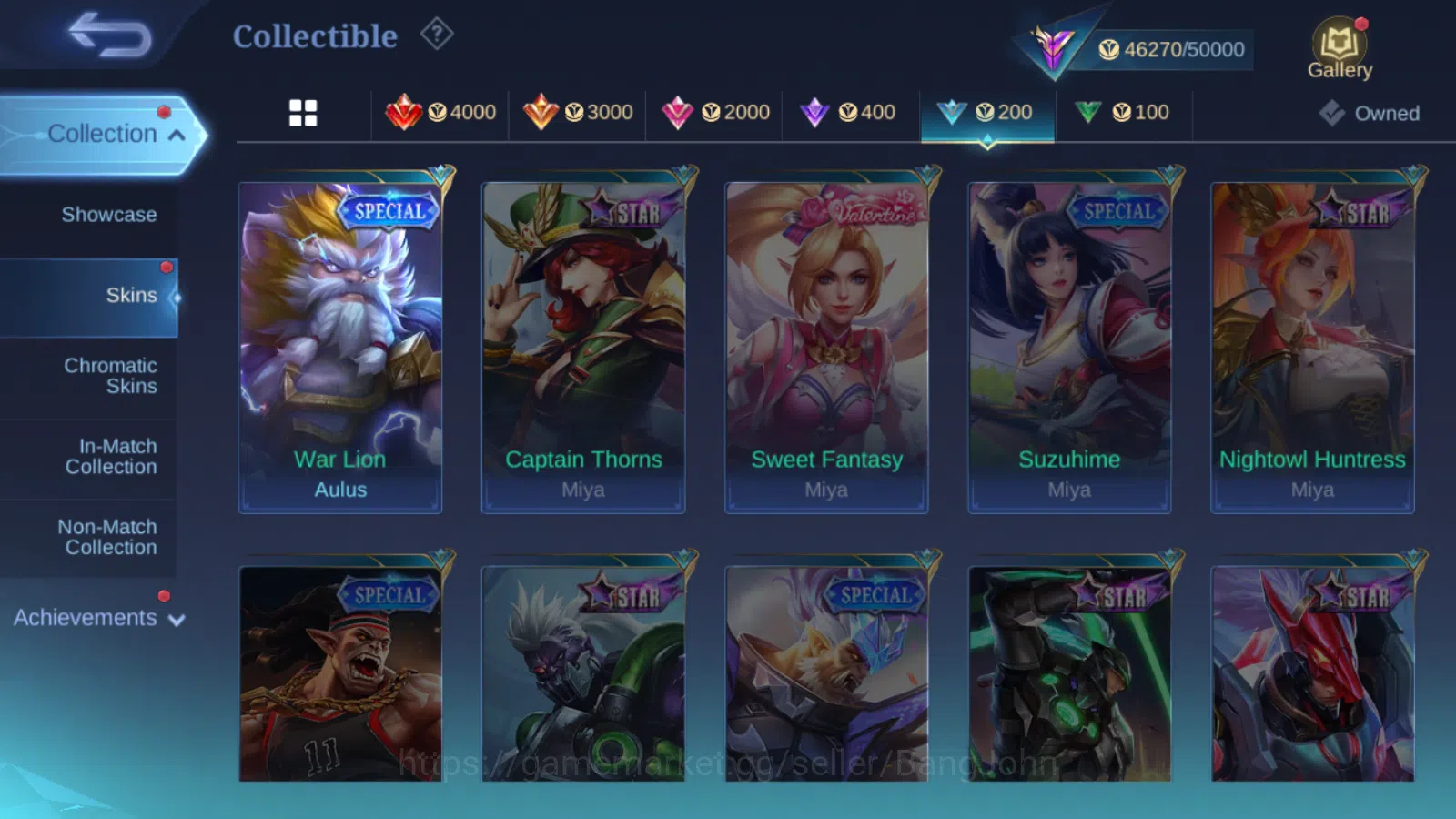 Mobile Legends: Bang Bang Accounts Others Hero 127 | skin 207 | kof karina | prime beatrix | lightborn tigreal | m3 roger 14
