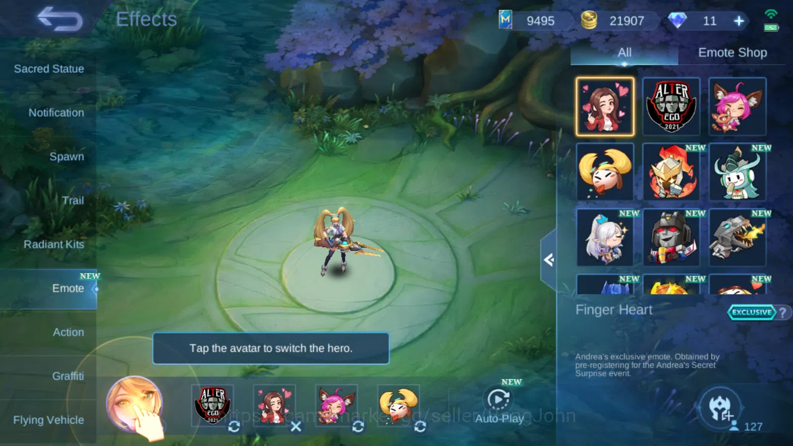 Mobile Legends: Bang Bang Accounts Others Hero 127 | skin 207 | kof karina | prime beatrix | lightborn tigreal | m3 roger 6