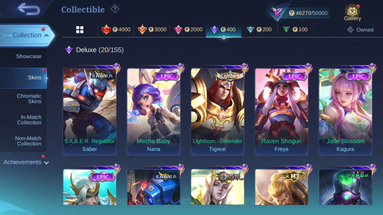 Mobile Legends: Bang Bang Accounts Others Hero 127 | skin 207 | kof karina | prime beatrix | lightborn tigreal | m3 roger 8