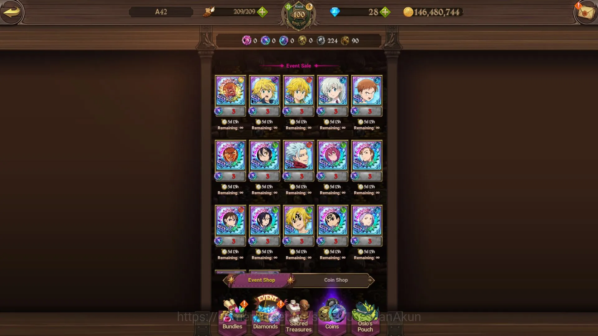 The Seven Deadly Sins: Grand Cross Accounts Midgame Asia |3,7M CC| 3LR+6UR+5Collab 5