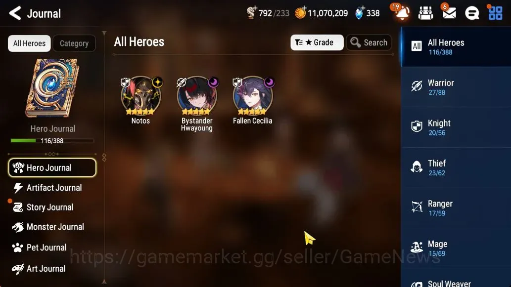 Epic Seven Accounts Limited Hero ASIA UnVerif|NewEra| 3 ML (NOTOS,B Hwayoung,F Cecilia)+HARU+Art,Estelle,Setsuka,Etc|58K 1