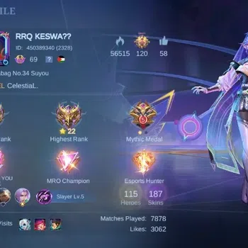 Mobile Legends: Bang Bang Accounts Collector Global|Skin 187|Expert|KOF Karina,Blazing Claude+Esmeralda,DragonT