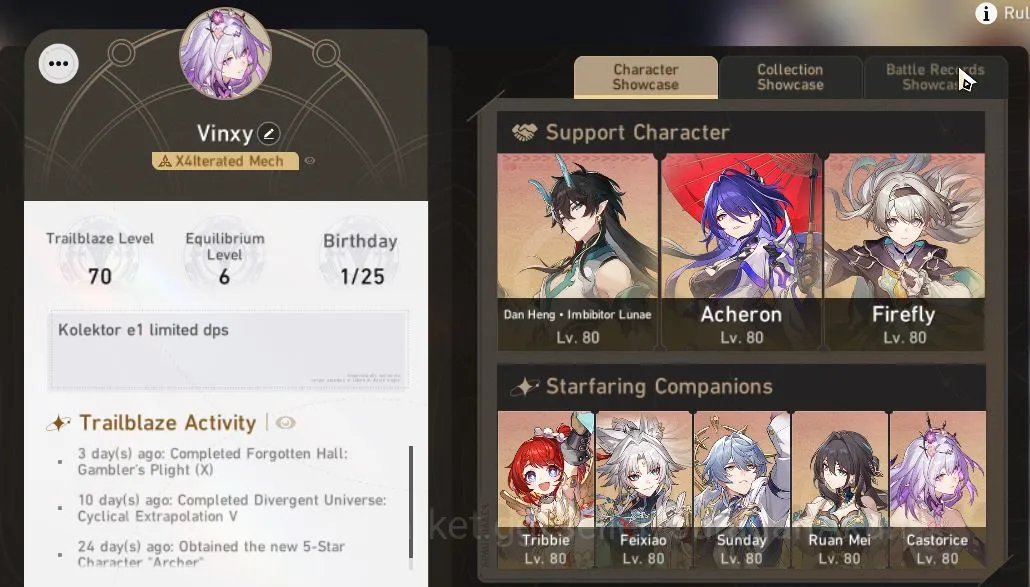 Honkai Star Rail Mid Game ASIA|TL70|11 Limits [(DHIL[E2],Acheron[E1],Sunday, image 1