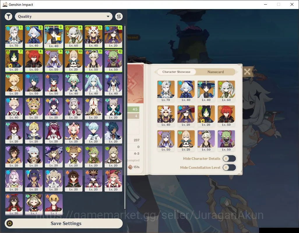 Genshin Impact Accounts Mid Game ASIA|AR 45| 5 Limited + 2 [5 Star Weapon]|[Neuvillette,Nahida,Wanderer,Furina,Itto]| IF 59 2