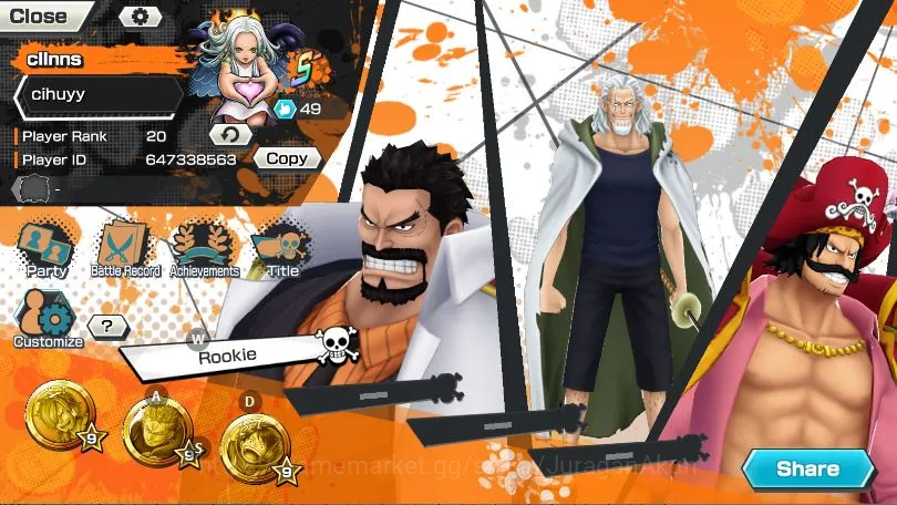 One Piece Bounty Rush Accounts Mid-Tier Global|6 META EX[Kaido,Kuzan,Oden,Yamato,Luffy GF,Roger,Etc]Rank 20|Log Bandai|Check 5
