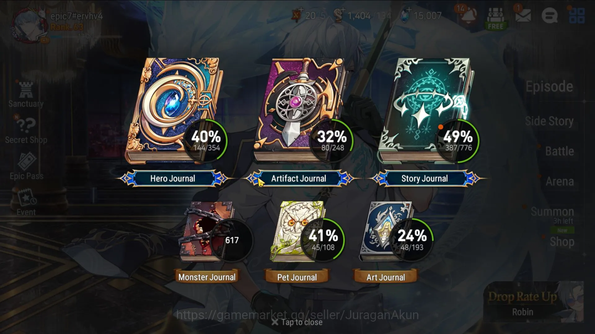 Epic Seven Accounts Mid-Tier ASIA Unverif|4ML(SucTaeyou,DB Senya,ArbVildred,Archd Shadow) Etc|Skystone5K|ManyResource|PoH 2