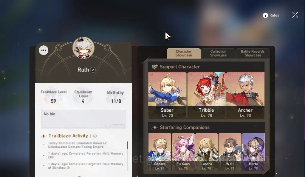 Honkai Star Rail Mid Game ASIA|TL59|3 Limit [Saber+Sign,firefly,Tribbie,Luoc image 1