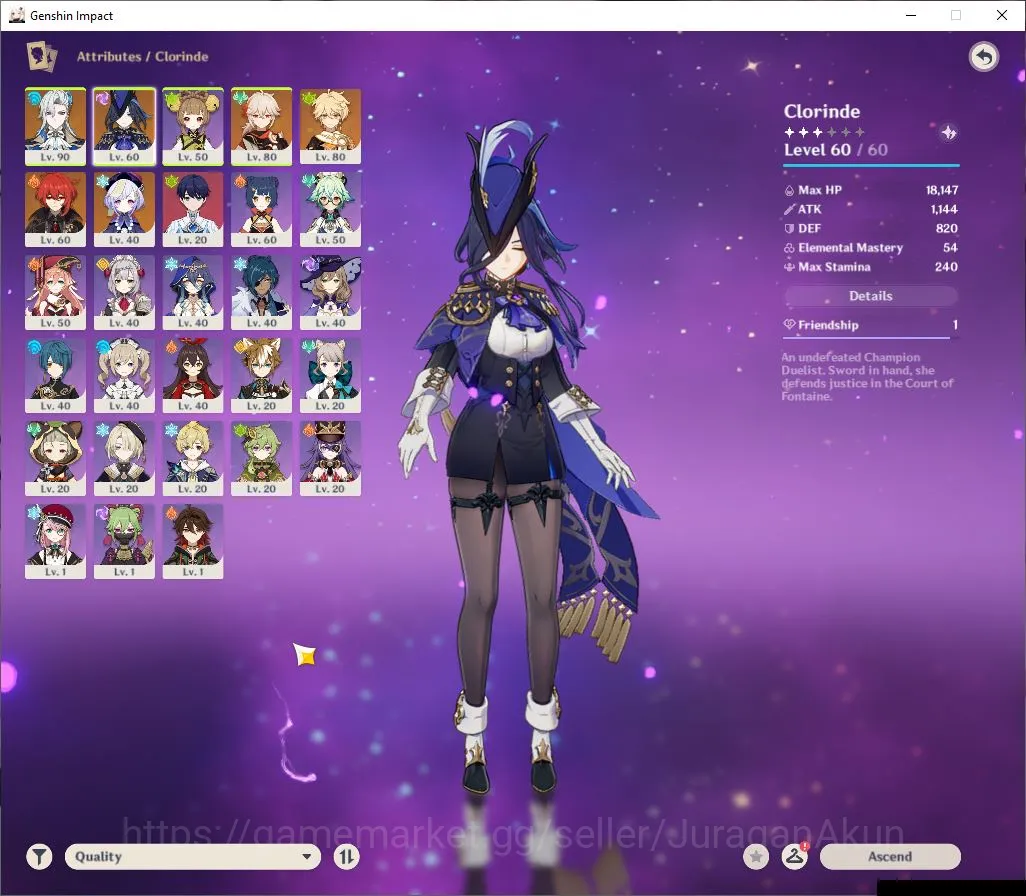 Genshin Impact Accounts Mid Game ASIA | AR 51 | 3 Limited+2 [5 Star Weapon]|Neuvillette+Sign,Kazuha+Sign,Clorinde| MC Male 3