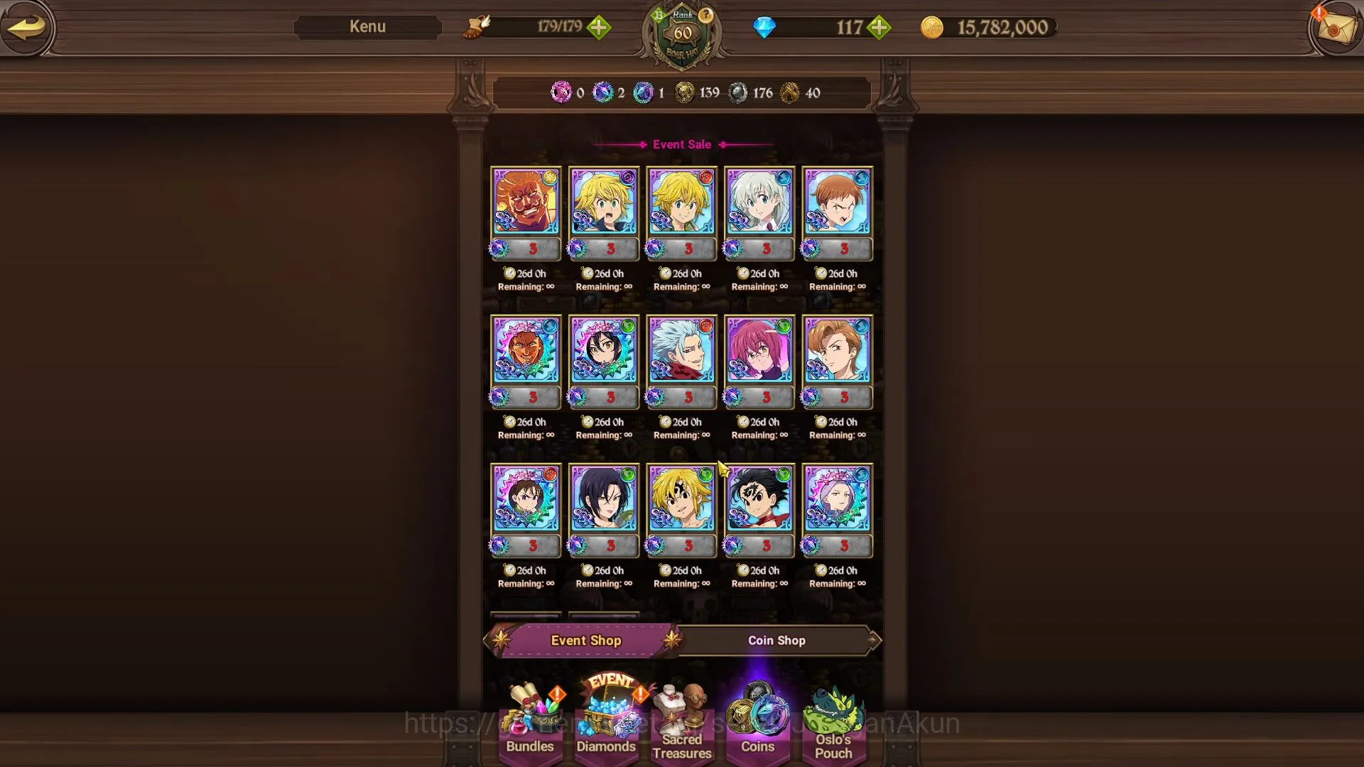 The Seven Deadly Sins: Grand Cross Accounts Starter Global | Starter | 1,1M CC,Ch4 | 5 UR | Arthur 5
