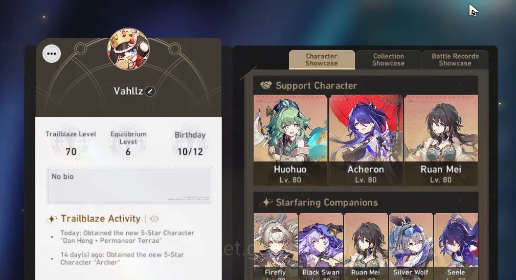 Honkai Star Rail Accounts Mid Game ASIA [TL70]12 Limited (Argenti+Sign,Firefly+Sign,JingYuan+Sign,Acheron,Black 3