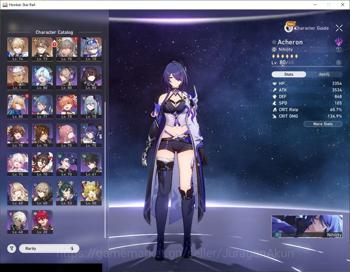 Honkai Star Rail Accounts Mid Game ASIA [TL70]12 Limited (Argenti+Sign,Firefly+Sign,JingYuan+Sign,Acheron,Black 4