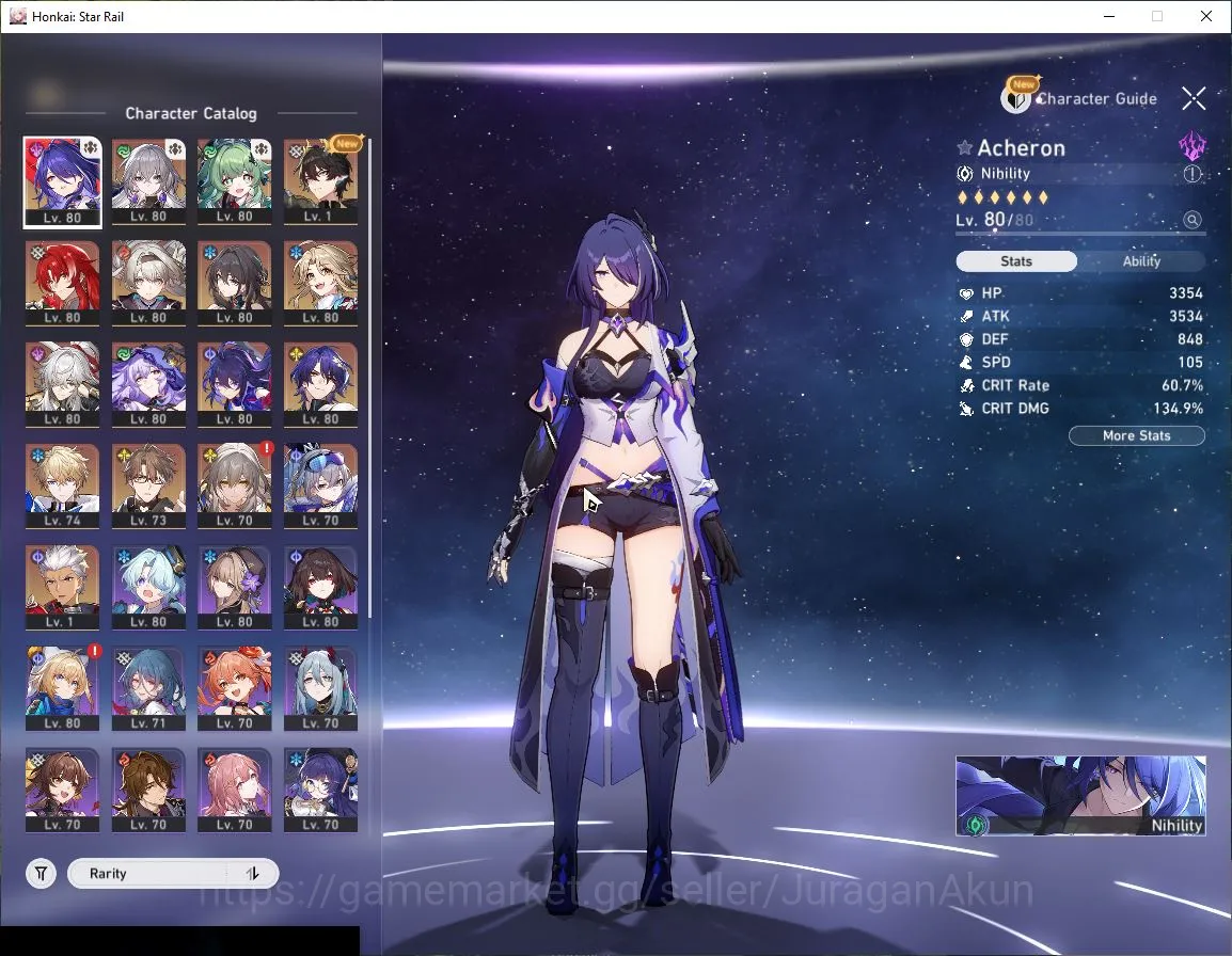 Honkai Star Rail Accounts Mid Game ASIA [TL70]12 Limited (Argenti+Sign,Firefly+Sign,JingYuan+Sign,Acheron,Black 5