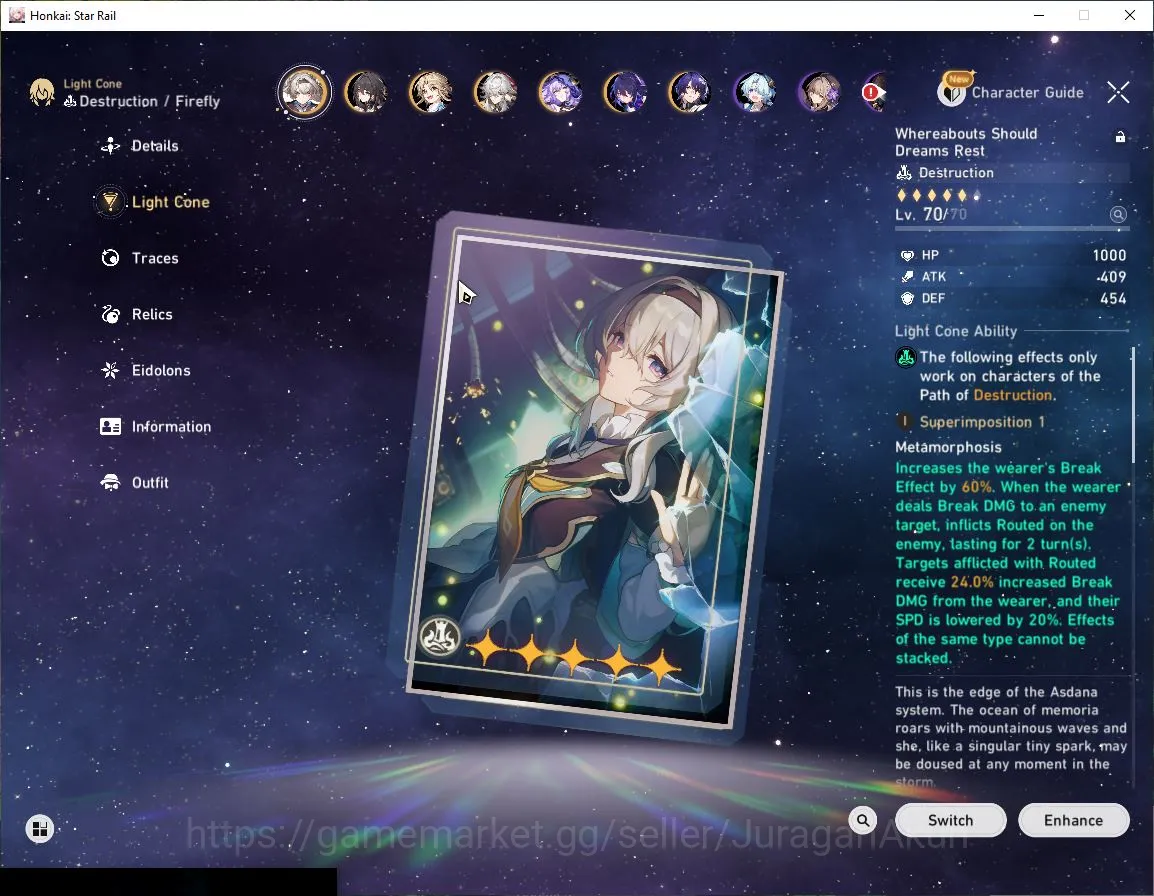 Honkai Star Rail Accounts Mid Game ASIA [TL70]12 Limited (Argenti+Sign,Firefly+Sign,JingYuan+Sign,Acheron,Black 6