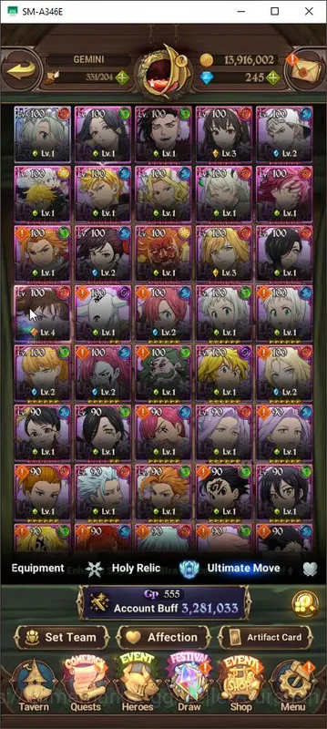 The Seven Deadly Sins: Grand Cross Accounts Midgame Asia |3,2M CC|1 LR + 9 UR + Collab TOG 3