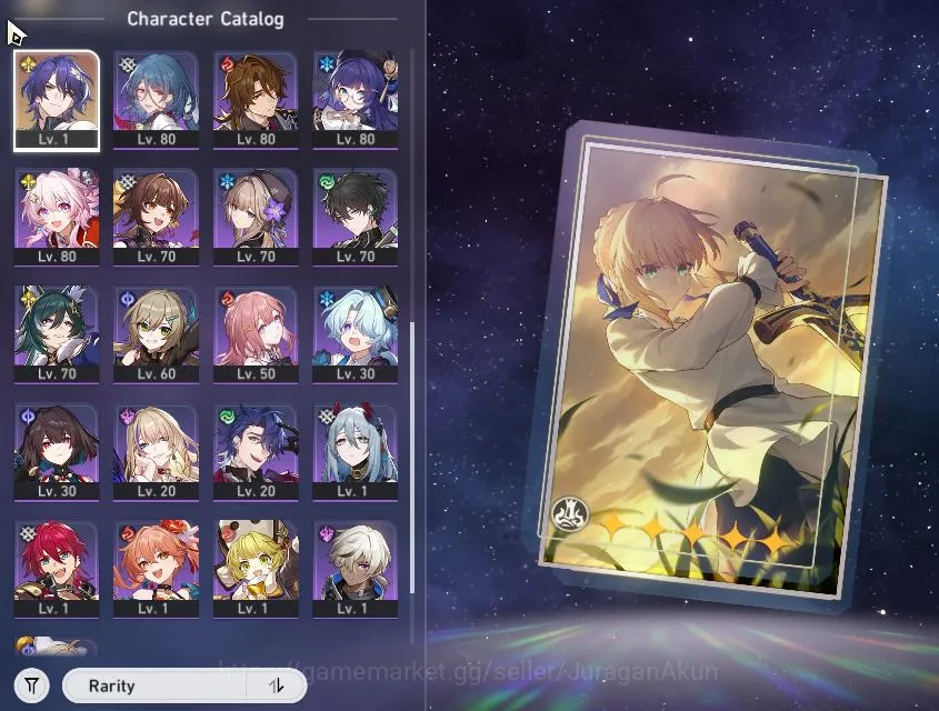 Honkai Star Rail Accounts End Game ASIA [TL70]10 Limited[Acheron E1 + Sign,Castorice +Sign, Saber +Sign,Archer +Sign 9