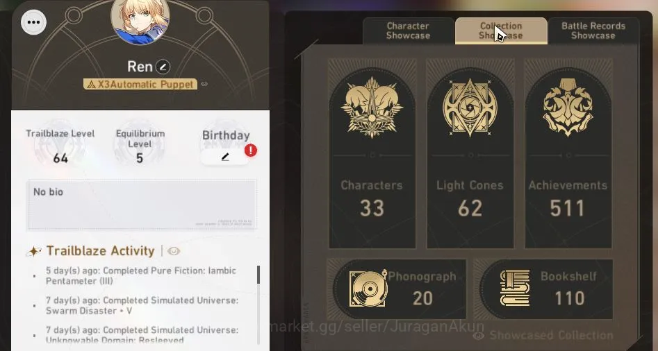 Honkai Star Rail Accounts Mid Game ASIA|TL64| 7 Limited |[Dan HengPT+Sign,Archer+Sign,Evernight,Saber,Sunday,Luocha,ETC]| MC 2