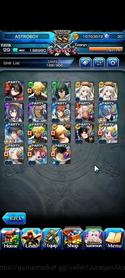 Grand Summoners Accounts Mid-Game Global|Rank 99|18 4