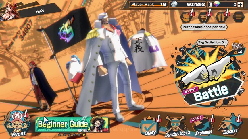 Global | 4 META EX | Sakazuki,Olin The Oiran,Shanks,Kaido | Rank 16 | Log Bandai | Check SS (OPBR1314) One Piece Bounty Rush Starter Global | 4 META EX | Sakazuki,Olin The Oiran,Shank image 1