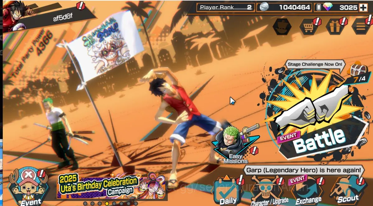 One Piece Bounty Rush Accounts Mid-Tier Global|1 META EX+3k RD Ready Gacha [MonkeyD Garp,Koby,ETC]Rank 2|Log Bandai|Check 5