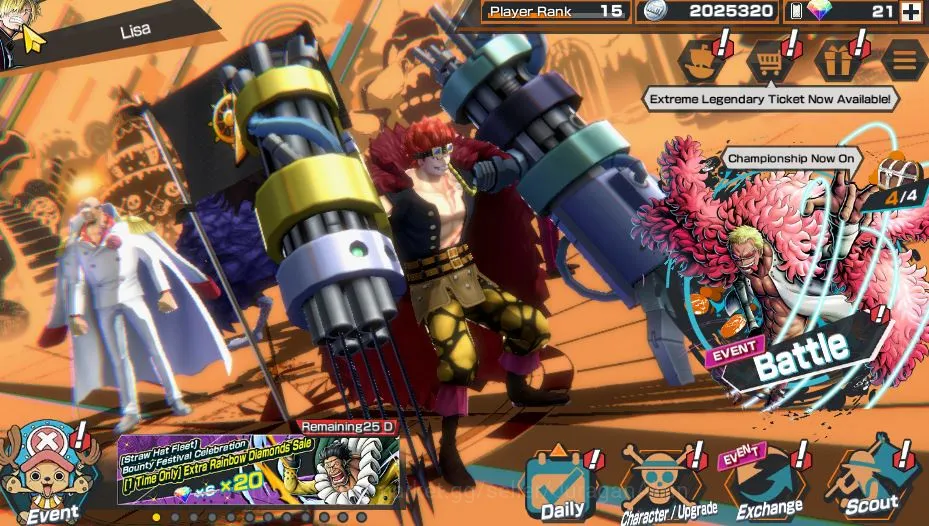 One Piece Bounty Rush Accounts Mid-Tier 3 Ex ( Ex Kid & Law, Ex Kaido , Ex AKainu |Full access| Android | Check SS (OPBR719) 2
