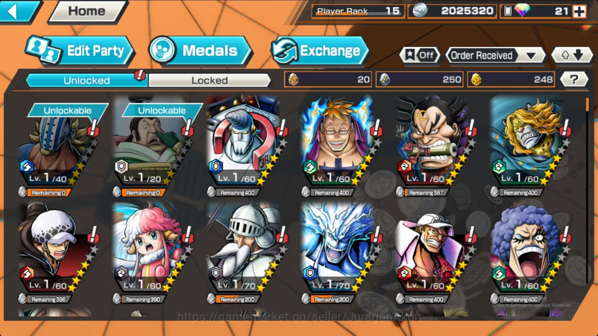 One Piece Bounty Rush Accounts Mid-Tier 3 Ex ( Ex Kid & Law, Ex Kaido , Ex AKainu |Full access| Android | Check SS (OPBR719) 3