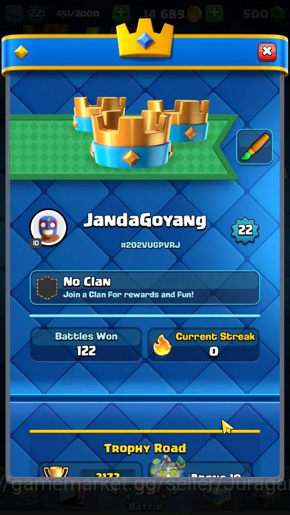 Clash Royale Accounts Lvl 22|Trophy 3173|KTL 9|Limited Skin|Card 66| 2 E image 2